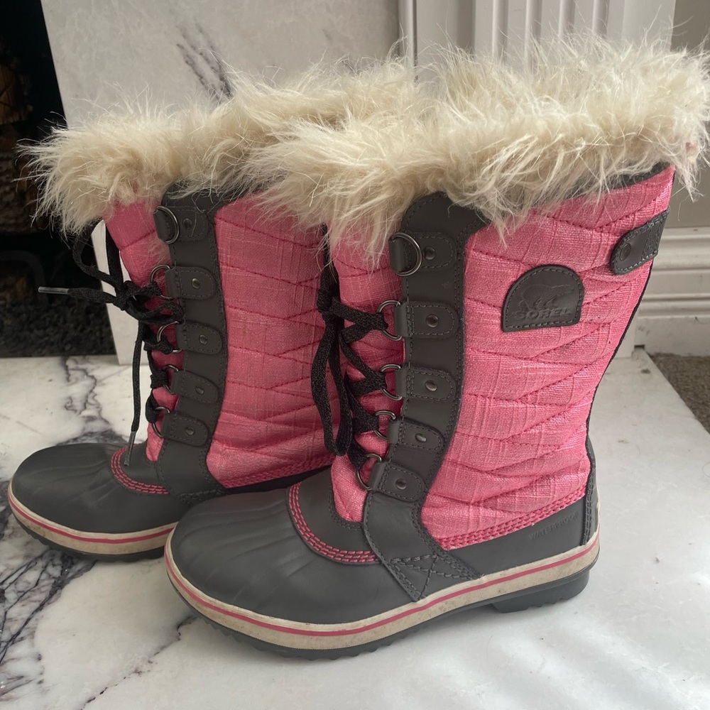 Sorel | Youth Tofino || Pink and Gray Winter Tall Boots Size 4